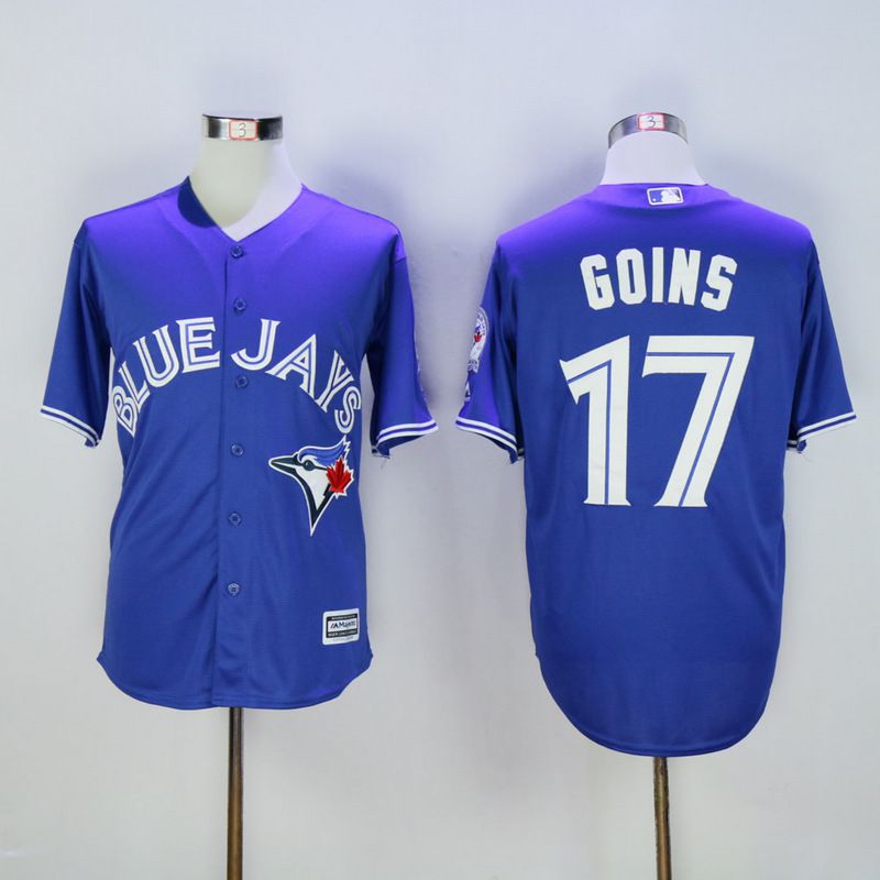 Men Toronto Blue Jays #17 Goins Blue MLB Jerseys->toronto blue jays->MLB Jersey